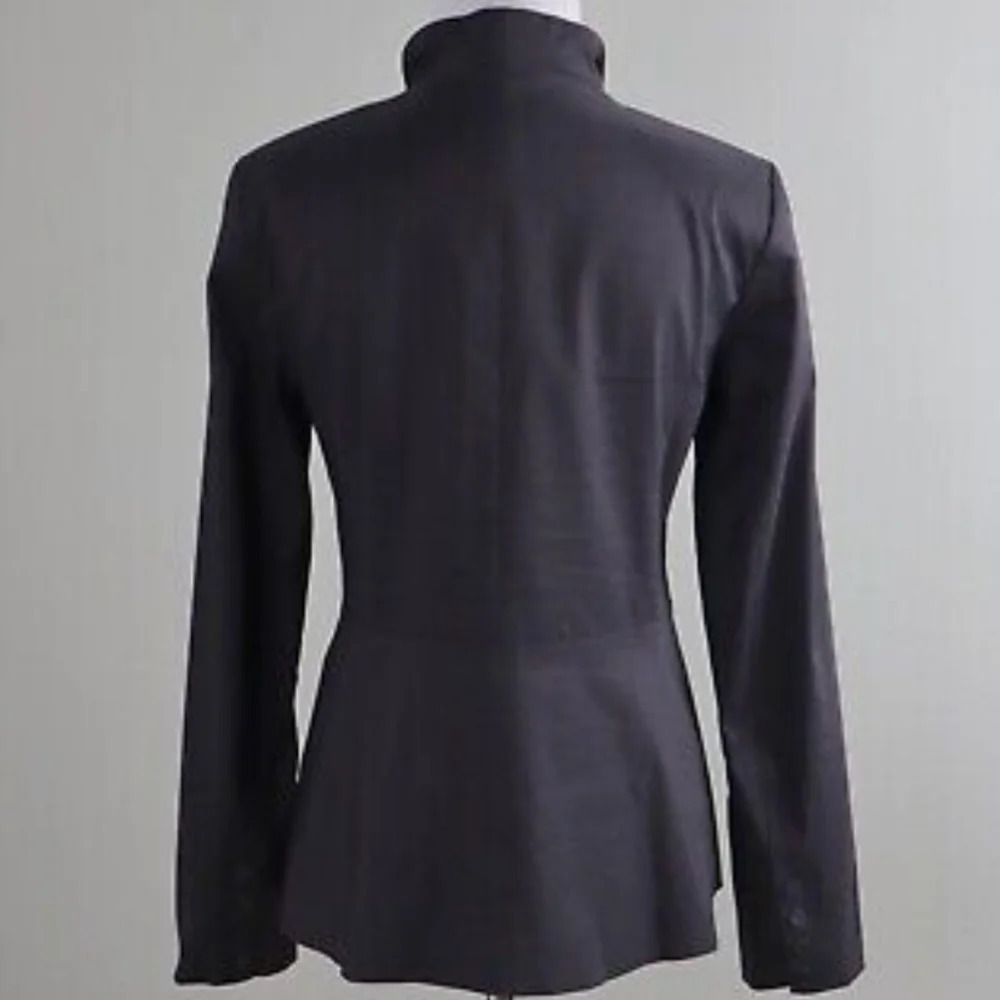 Eileen Fisher Ramie Pleated Zip Up Blazer Jacket Black Peplum Back Size XS - Picture 6 of 15